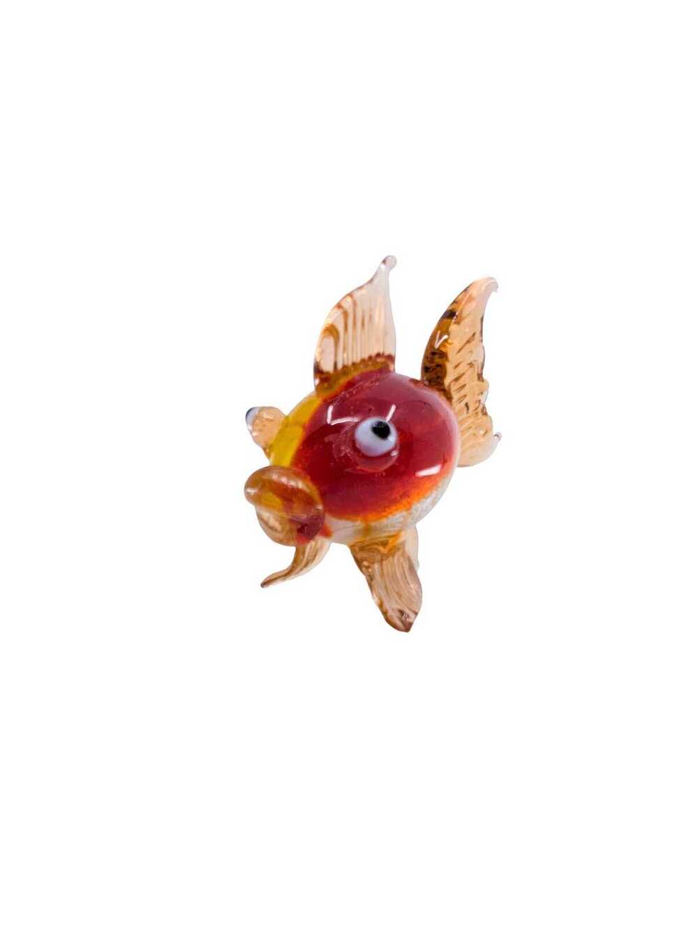 Vintage Handcrafted Glass Bubble Eye Goldfish Figurine Orange Yellow